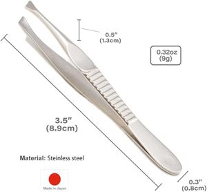 Juego de Pinzas para Cejas Curvas de Acero Inoxidable sin Costuras, Estuche de PU, Puntas Inclinadas, Duraderas, de Precisión, Pinzas Clásicas - Product Image 2