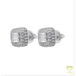 Boucles d'oreilles en argent sterling 925 serties de moissanite baguette de haute qualité, bijoux de luxe pour hommes et femmes - Product Image 2