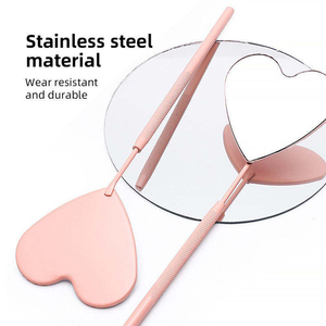 Miroir à cils en acier inoxydable au design charmant, en forme de cœur, miroir électro-plaqué pour extensions de cils - Product Image 2