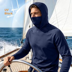 Camisa de Pesca con Capucha de Manga Larga para Hombre, Color Azul Marino, Calidad Premium 2026, Protección Solar UPF 50 Anti UV, con Máscara, OEM ODM - Product Image 6