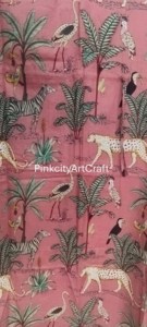 Pure Cotton Pink Tropical Animal Print <b>Kaftan</b> Dress Bohemian <b>Summer</b> Resort Wear Lounge Maxi for Women - Product Image 4