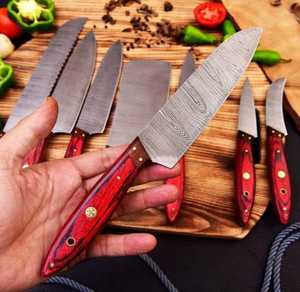 Latest Cooking Damascus Steel Professional <b>Kitchen</b> <b>Knife</b> Set, Hand Forge Butcher Cleaver <b>Knives</b> (Leather Case) - Product Image 3