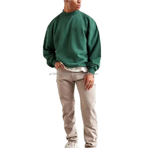 Dark <b>Green</b> Thick Rib High Collar sweatshirts distressed print logo vintage washed mock neck sweatshirt hoodies for <b>men</b> - Product Image 4