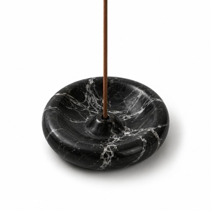 Quemador de incienso de mármol estriado con diseño cúbico, lujo en piedra, recogedor de cenizas, quemador de aroma moderno, decoración artesanal, ideal para meditación y mesa. - Product Image 5