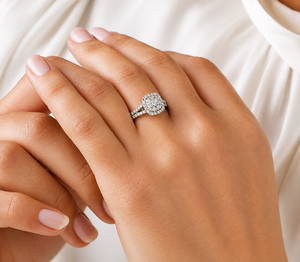 Anillo de Compromiso Roy Diamond de Oro Blanco de 18K con Doble Halo de Diamantes Redondos, Banda Pavé de Tallo Dividido, Certificado IGI, Joyería Nupcial de Lujo - Product Image 4