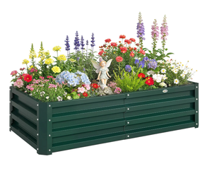 Classic Galvanized Steel Garden Bed Kit 6x3x1ft Eco-Friendly Outdoor <b>Propagator</b> Kits <b>for</b> Vegetables Flowers Herbs <b>Plants</b> - Product Image 1