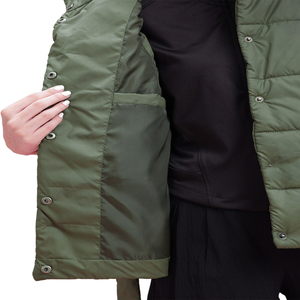 Women's Olive Green <b>Puffer</b> <b>Vest</b> With Belt Turtleneck Casual Outerwear Sleeveless Windproof Waistcoat Regular Length - Product Image 5