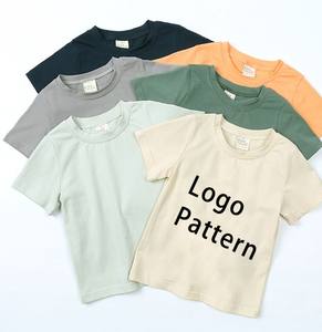 Camiseta de Verano para Niños Pequeños, Cuello Redondo, Algodón Sólido, Manga Corta, Tejida, Antiencogimiento, Color Caramelo, Personalizada - Product Image 2