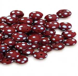 Perles de verre Lampwork faites à la main, à pois, rondes, intercalaires, pour la fabrication de bijoux et bracelets DIY - Product Image 1