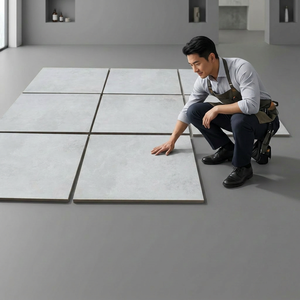 Azulejos de Porcelana de 20 mm, Color Beige Cementino, 600x600 mm, Resistentes para Exteriores, R11, Adhesivo para Ladrillos - Product Image 1