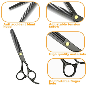 Kits de ciseaux de coiffure professionnels, ciseaux de barbier personnalisés, ciseaux à effiler, rasoir et étui en cuir à bas prix - Product Image 4