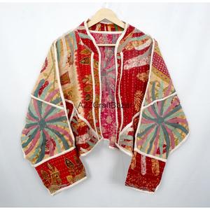 Vintage Kantha Handmade <b>Jacket</b> Bohemian Patchwork Quilted Coat Women Unisex Cotton 100% Cotton <b>Jacket</b> <b>Hippie</b> Winter Style - Product Image 2