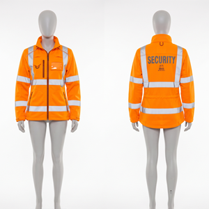 Veste à capuche unisexe pour femmes et hommes, en toile imperméable et respirante, polyester et élasthanne, orange fluorescent, panneau réfléchissant - Product Image 2