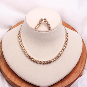 Wholesale Price Elegant Citrine Jewelry Set White Gold Plated <b>Statement</b> <b>Necklace</b> for Women Wedding Jewellery - Product Image 2