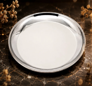 Plato Hondo Redondo de Acero Inoxidable Pulido, Plata, Apto para Lavavajillas - Product Image 3