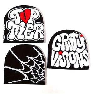 Bonnets d'hiver surdimensionnés à imprimé graphique et lettres, style urbain streetwear, entièrement personnalisables, qualité supérieure, prix de gros - Product Image 1