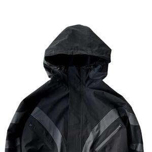 Ensemble 2 pièces streetwear oversize à capuche patchwork style hip-hop, coupe-vent, veste en nylon imperméable, prix de gros abordable - Product Image 2