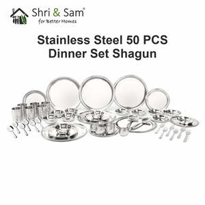 Juego de vajilla de acero inoxidable Shagun para 6 personas 50 PCS Juego de cena - Product Image 6