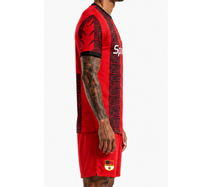 Camiseta de Fútbol para Hombre Sprint, Roja y Negra a Rayas, Cuello Redondo, Manga Corta, Poliéster que Absorbe la Humedad - Product Image 6