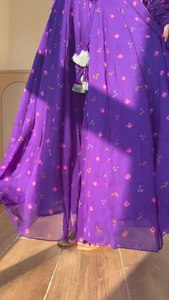 Traditional <b>Indian</b> Pakistani Women's Purple Floral <b>Kurta</b> Set With Pink Dupatta Floor-Length Loose Fit Wedding Wear - Product Image 4