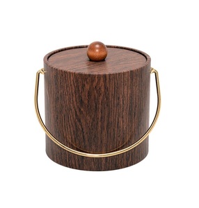 Cubetas de Hielo de Doble Pared de Madera y Acero, Enfriador de Vino Redondo de Madera Hecho a Mano, Cubetas de Hielo de Estilo Minimalista para Fiestas y Bebidas - Product Image 3