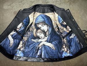 Veste en cuir de vache véritable avec panneaux embossés effet crocodile - Product Image 6