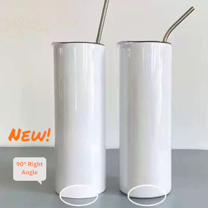 Gobelet isotherme réutilisable en acier inoxydable de 20 oz avec bord plat pour sublimation, incluant pailles et couvercles - Product Image 2