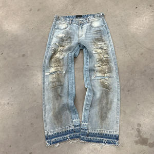 Custom Stonewashed Straight Denim Jeans Breathable Quick Dry Mid Waist Premium Cotton OEM ODM Wholesale Mens Streetwear - Product Image 3