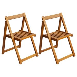 Juego de 2 Sillas Plegables de Madera de Acacia, Madera Natural Mediana, Plegables para Muebles de Patio - Product Image 1