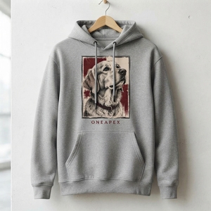 Custom Gray <b>Dog</b> Graphic Pullover <b>Hoodie</b> Mens Casual Streetwear Hooded Sweatshirt Animal Print OEM ODM Wholesale Apparel - Product Image 5
