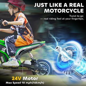 Moto Elettrica da Fuoristrada 24V 350W Verde con Acceleratore a Manopola, Velocità Fino a 24 km/h - Product Image 5