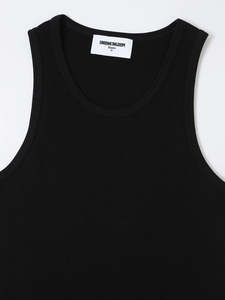 เสื้อกล้ามถักทรงร่องสีดำสำหรับผู้ชาย คอกลม สไตล์ลำลอง สีพื้น - Product Image 2