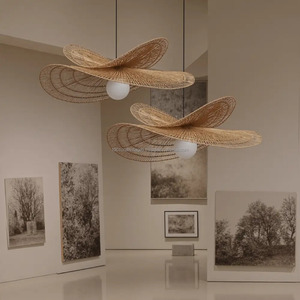 Haute qualité traditionnel chinois rustique côtier tissé osier rotin bambou écologique abat-jour en gros pendentif décoratif - Product Image 4