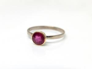 White <b>Gold</b> Ruby Engagement <b>Ring</b> Red Stone Bi Color White Yellow <b>Gold</b> Modern Jewelry Gift For Women - Product Image 2
