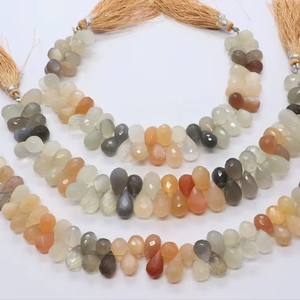 AAA Natural Multi Moonstone Faceted Teardrop Beads 7x11-8x12 MM Moonstone Gemstone Beads 8 Inch Faceted Tear Beads For Jewelry - Product Image 1