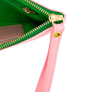 Women's Light Pink and Green Clutch <b>Wristlet</b> Pouch Zipper Cosmetic Bag Portable Makeup Organizer Travel Accessory Bag - Product Image 4