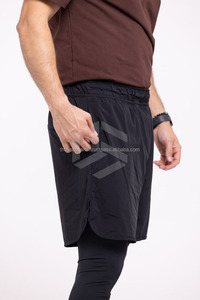 Customize Mens Muslim Awrah Sports Shorts with Inner Leggings Islamic Modest Gym Shorts <b>Knee</b> Length Quick Dry OEM Service - Product Image 2