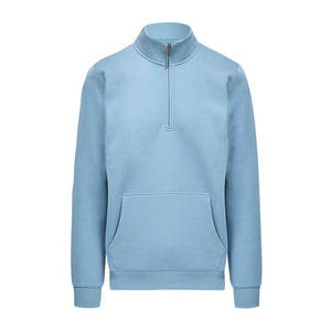 เสื้อสเวตเชิ้ตผู้ชายแบบสั่งทำพิเศษ สีฟ้าอ่อน คอซิป ¼ ซิป ทรงปกติ คอตั้ง แขนยาว สวมใส่สบายๆ - Product Image 4