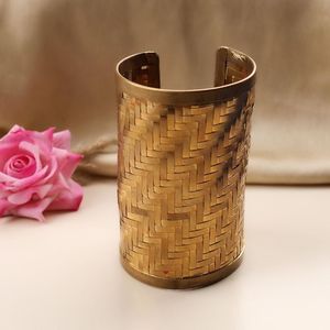 Geometric Brass Cuff Chunky <b>Stack</b> Bangle Wedding Party Festive Adjustable Vintage Retro Finished Boho Statement Jewelry <b>Bracelet</b> - Product Image 1