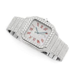 Reloj de Lujo de Moda Hip Hop, Cuadrado, de Acero Inoxidable, con Esfera de Cristal, Completamente Adornado con Diamantes - Product Image 3