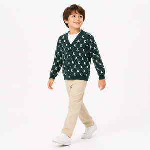 Cardigan en tricot jacquard à manches longues 100% coton personnalisé pour bébé et enfant, pour garçon et fille - Product Image 4