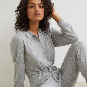 Ensemble pyjama 2 pièces pour femme, sweat-shirts en polaire mi-lourde, col rond et manches longues - Product Image 3