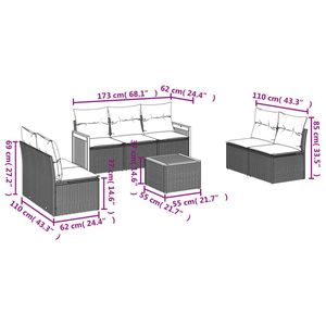 Ensemble de canapés de jardin avec accoudoirs réglables, en rotin PE noir, 6 places, mobilier d'extérieur, design contemporain - Product Image 3