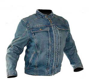 <b>Men's</b> Denim <b>Jacket</b> Stand Collar Zipper Closure Washed Cotton Casual Style Regular Fit Spring Breathable - Product Image 1