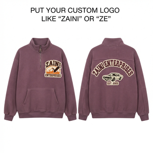 Premium 240g Polyester Fleece <b>Running</b> <b>Jacket</b> Mauve Purple Custom Chenille Logo Half Zip Waterproof Breathable <b>Reflective</b> Autumn - Product Image 1