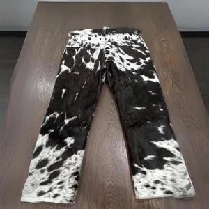 Exquisite Luxury Genuine Cow Hair Leather Pant Men Women Western Cowhide Fur Trousers Brown And White Spotted Real Hair On - Product Image 5