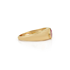 New Arrivals Precious Gemstone Pear Shape Pink Sapphire Chunky <b>Dome</b> <b>Ring</b> Wedding Party Jewelry Pure K14 Yellow Gold - Product Image 5