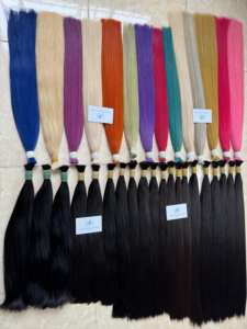 New Vietnamese Custom 100% Virgin Human <b>Hair</b> Extensions Straight Water Wave Style Bulk Bleached <b>Hair</b> <b>Color</b> Directly From Factory - Product Image 4