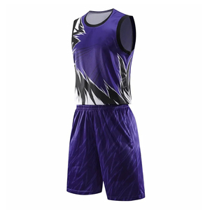 Men's Purple Basketball Jersey Set Sublimated Print Moisture Wicking Regular Fit Elastic Waist Shorts All Seasons Apparel - Product Image 2