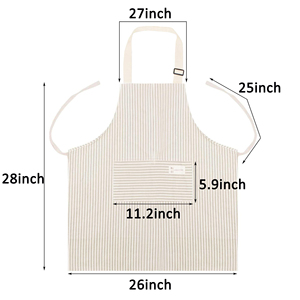 Delantales de trabajo unisex de algodón a rayas verdes con bolsillo, cómodos para cocina, taller, ropa de trabajo protectora. - Product Image 5